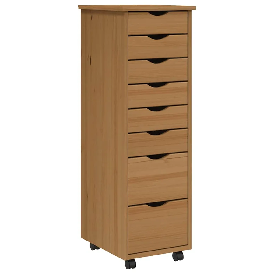 Armoire roulante avec tiroirs MOSS bois de pin marron miel - 2