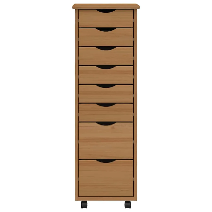Armoire roulante avec tiroirs MOSS bois de pin marron miel - 5