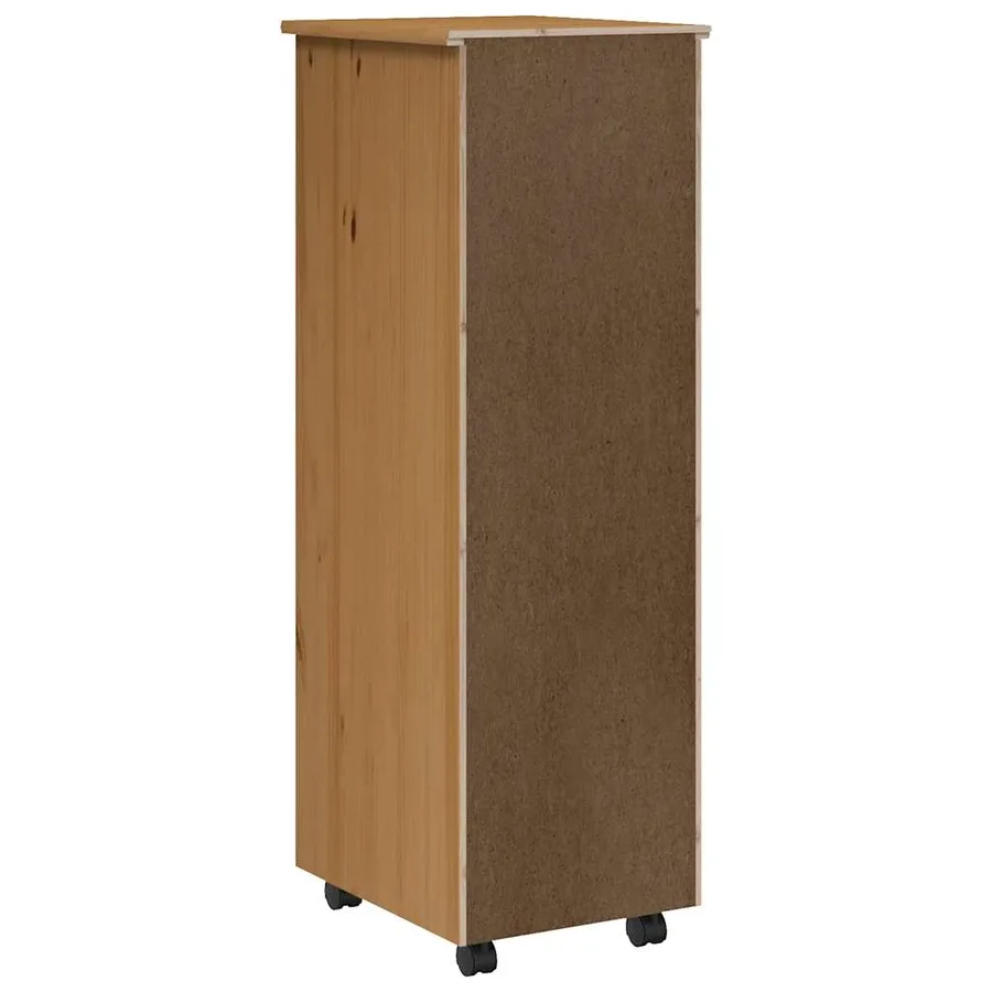 Armoire roulante avec tiroirs MOSS bois de pin marron miel - 6