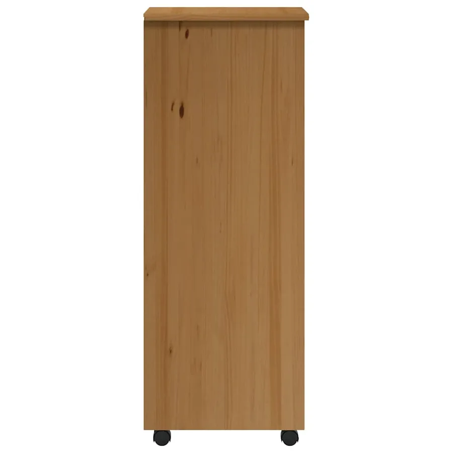 Armoire roulante avec tiroirs MOSS bois de pin marron miel - 7
