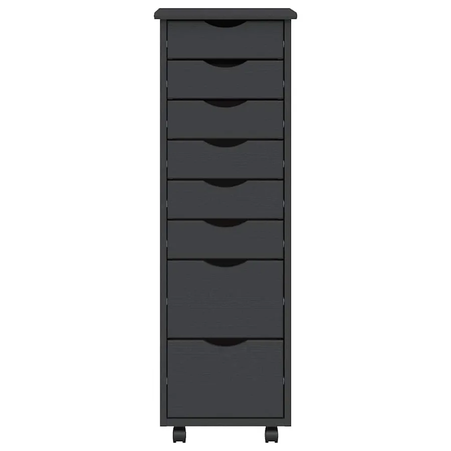 Armoire roulante avec tiroirs MOSS gris bois de pin solide - 5