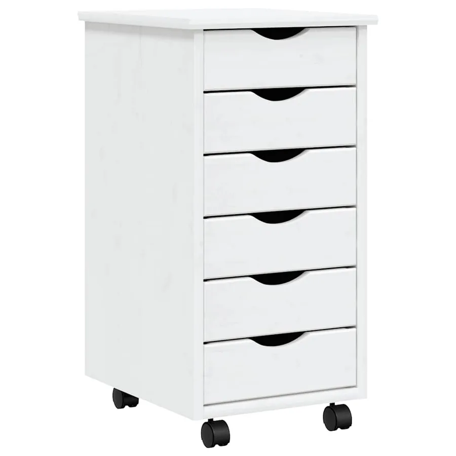 Armoire roulante avec tiroirs MOSS blanc bois de pin solide - 2