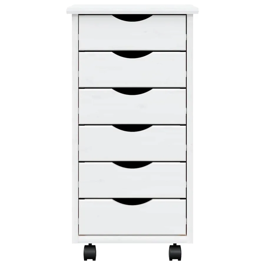 Armoire roulante avec tiroirs MOSS blanc bois de pin solide - 5