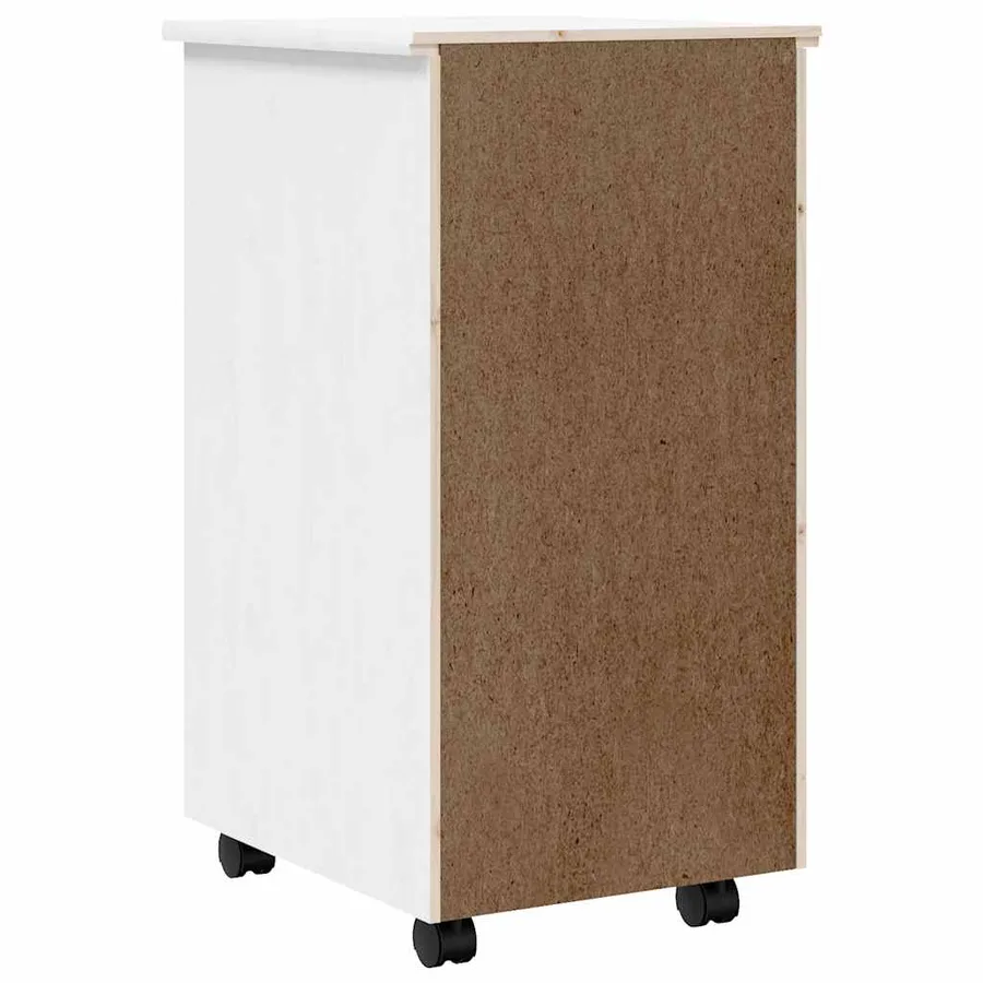Armoire roulante avec tiroirs MOSS blanc bois de pin solide - 6