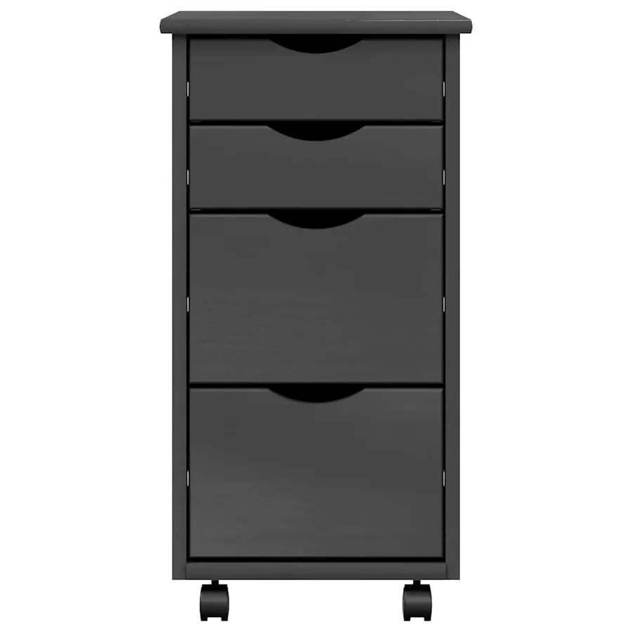 Armoire roulante avec tiroirs MOSS gris bois de pin solide - 5