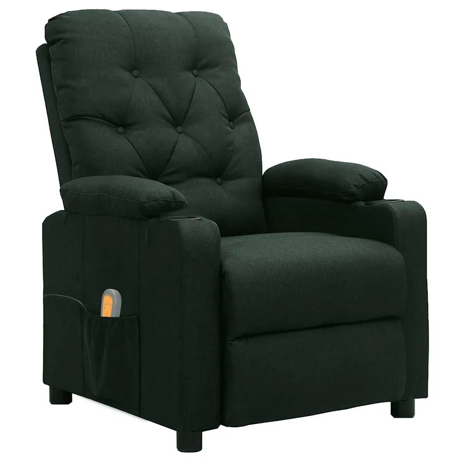 Fauteuil de massage Vert foncé Tissu - 2