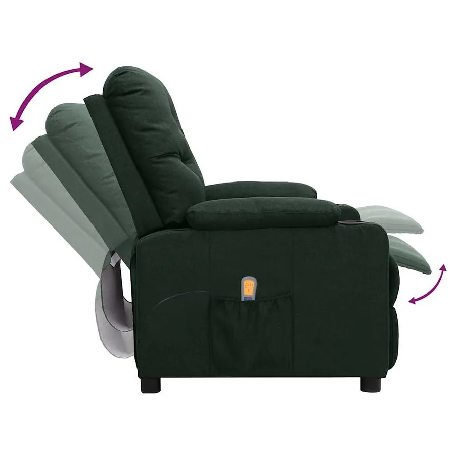 Fauteuil de massage Vert foncé Tissu - 6