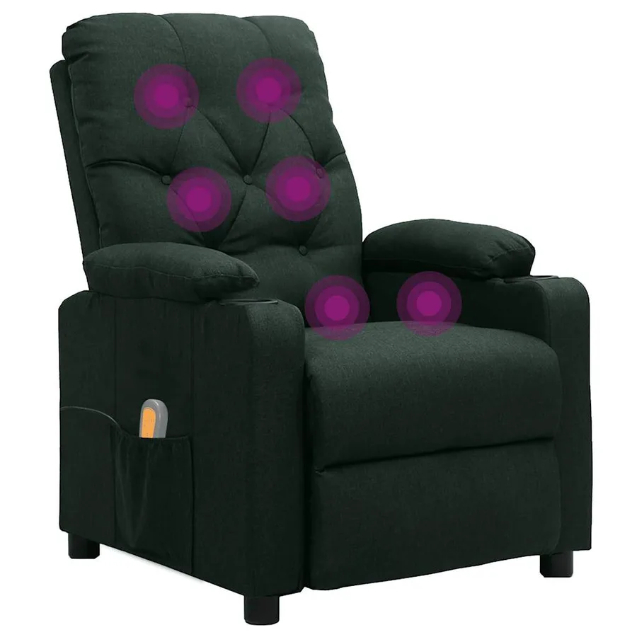 Fauteuil de massage Vert foncé Tissu - 7