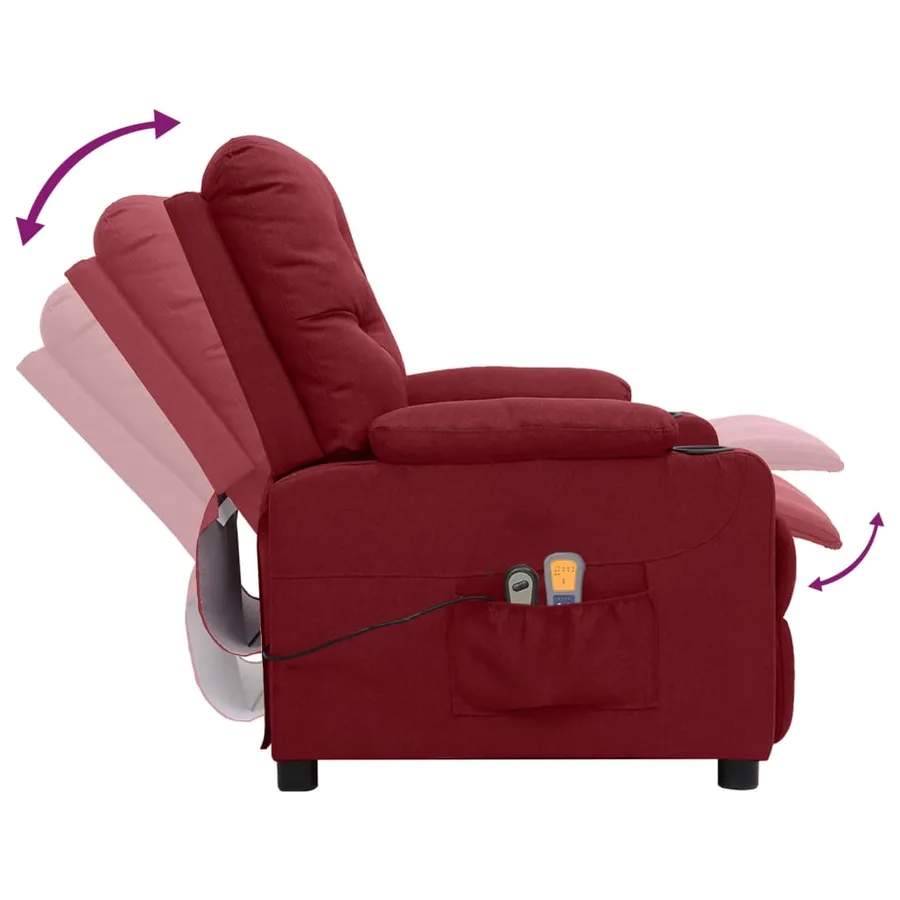 Fauteuil électrique de massage Bordeaux Tissu - 6