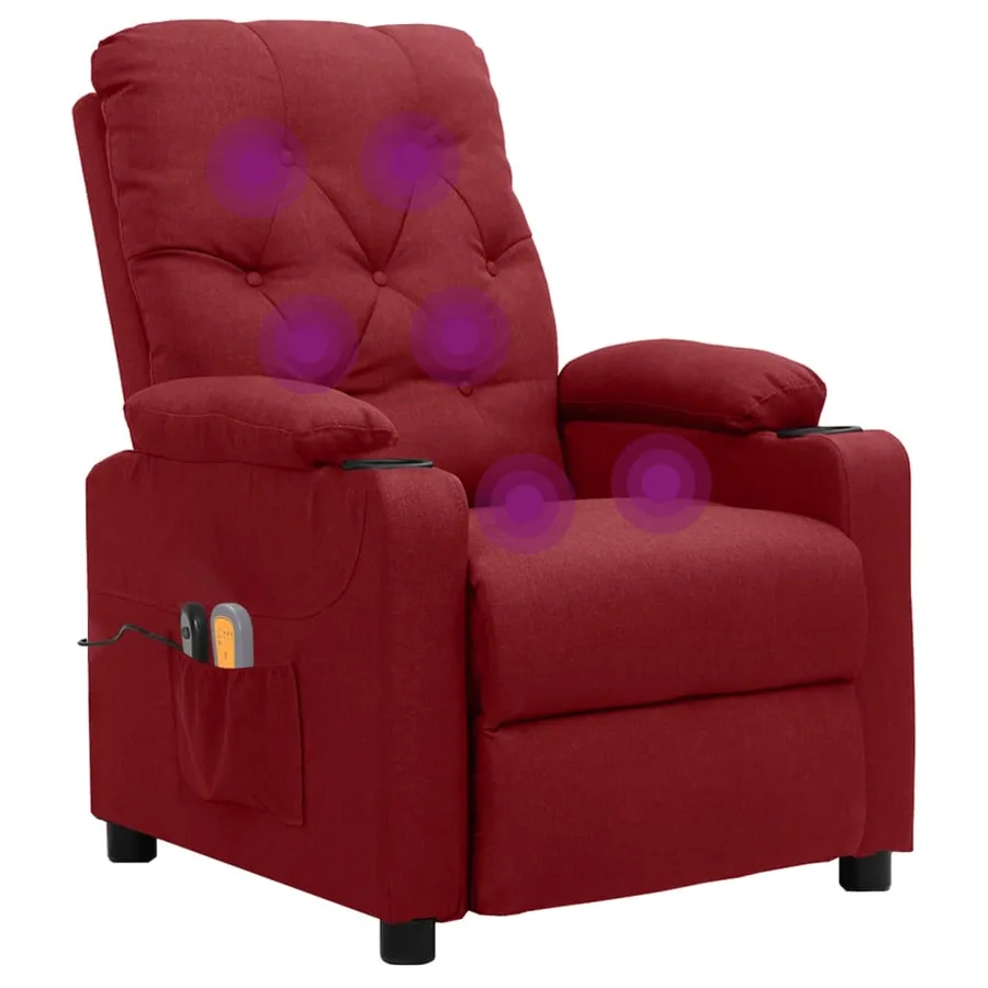 Fauteuil électrique de massage Bordeaux Tissu - 7