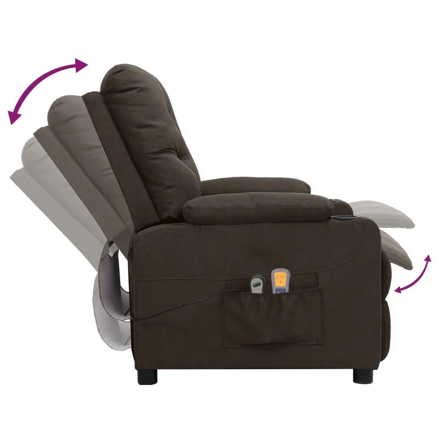 Fauteuil électrique de massage Marron foncé Tissu - 6