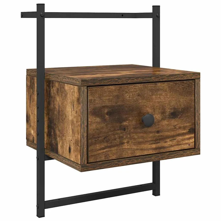 Table de chevet murale chêne fumé 35x30x51 cm cm - 2
