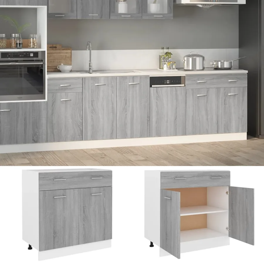 Armoire de plancher à tiroir "Lyon" Sonoma gris 80x46x81,5 cm