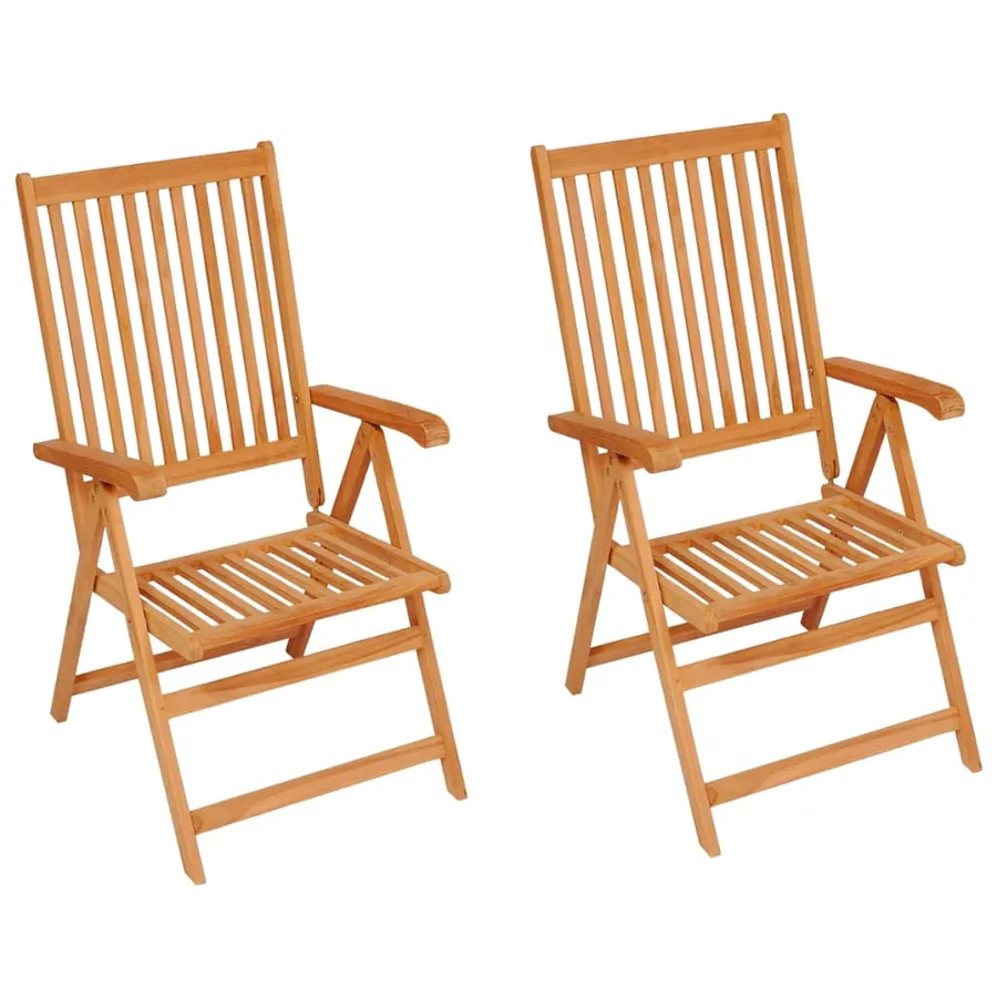 Chaises de jardin lot de 2 et coussins vert vif Teck massif - 2