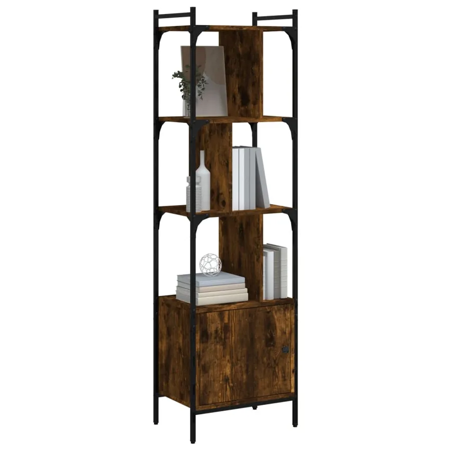 Bibliothèque avec porte chêne fumé 44,5x30x154,5 cm - 3