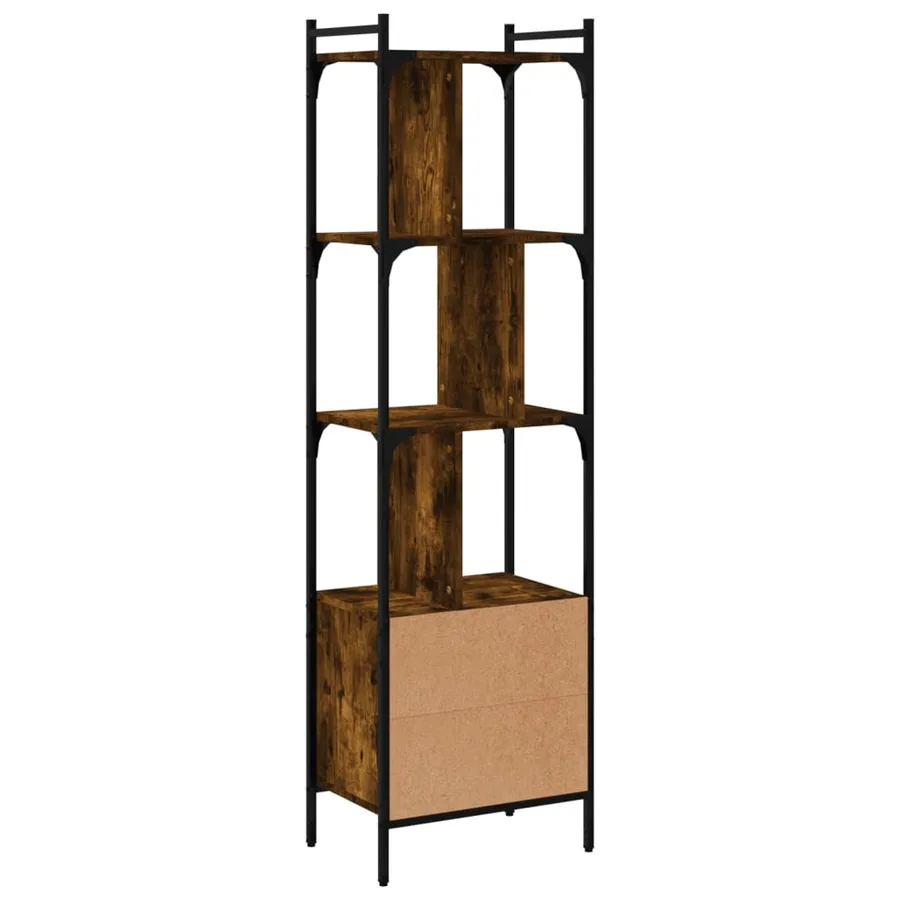 Bibliothèque avec porte chêne fumé 44,5x30x154,5 cm - 6