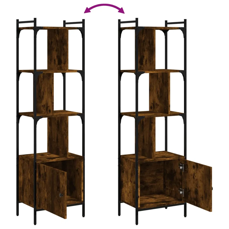 Bibliothèque avec porte chêne fumé 44,5x30x154,5 cm - 7