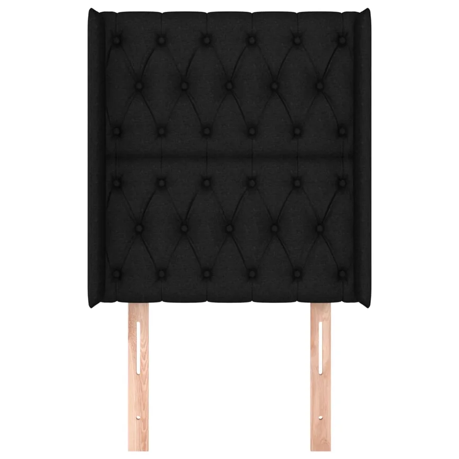 Tête de lit avec oreilles Noir 83x16x118/128 cm Tissu - 3