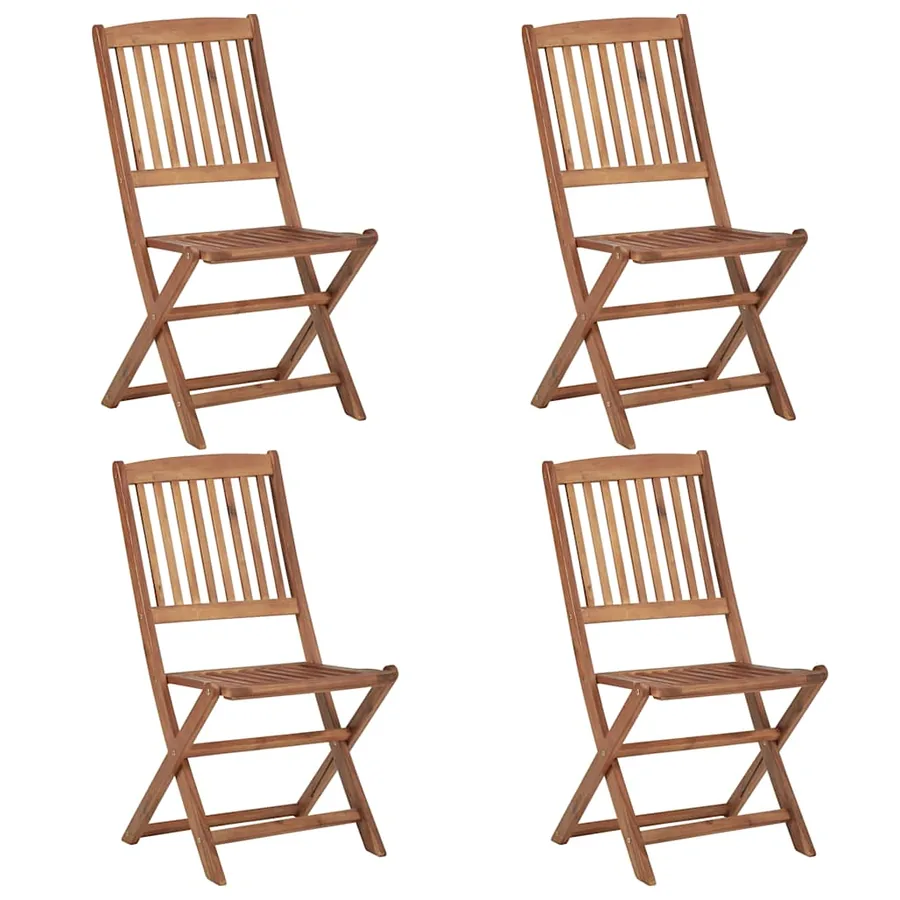 Chaises pliables de jardin lot de 4 avec coussins Bois d'acacia - 3