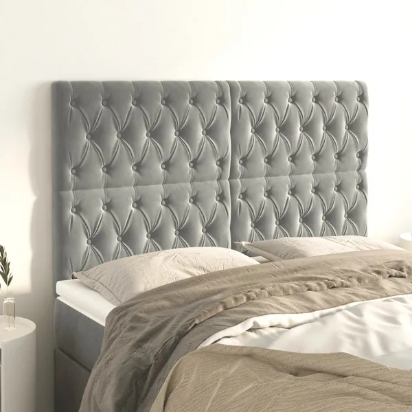 Tête de lit Gris clair 160x7x118/128 cm Velours