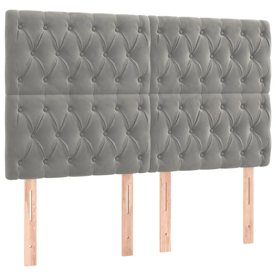 Tête de lit Gris clair 160x7x118/128 cm Velours - 2