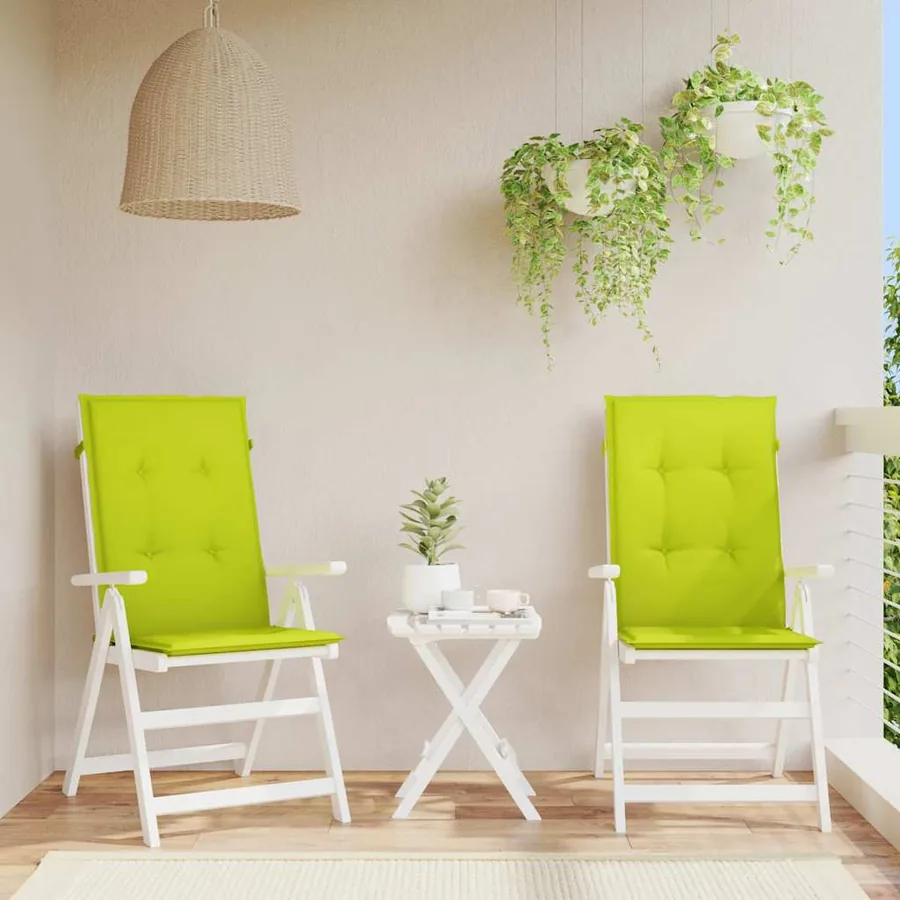 Coussins de chaise de jardin à dossier haut lot de 2 vert vif