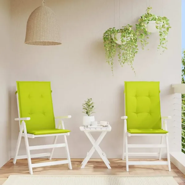 Coussins de chaise de jardin à dossier haut lot de 2 vert vif