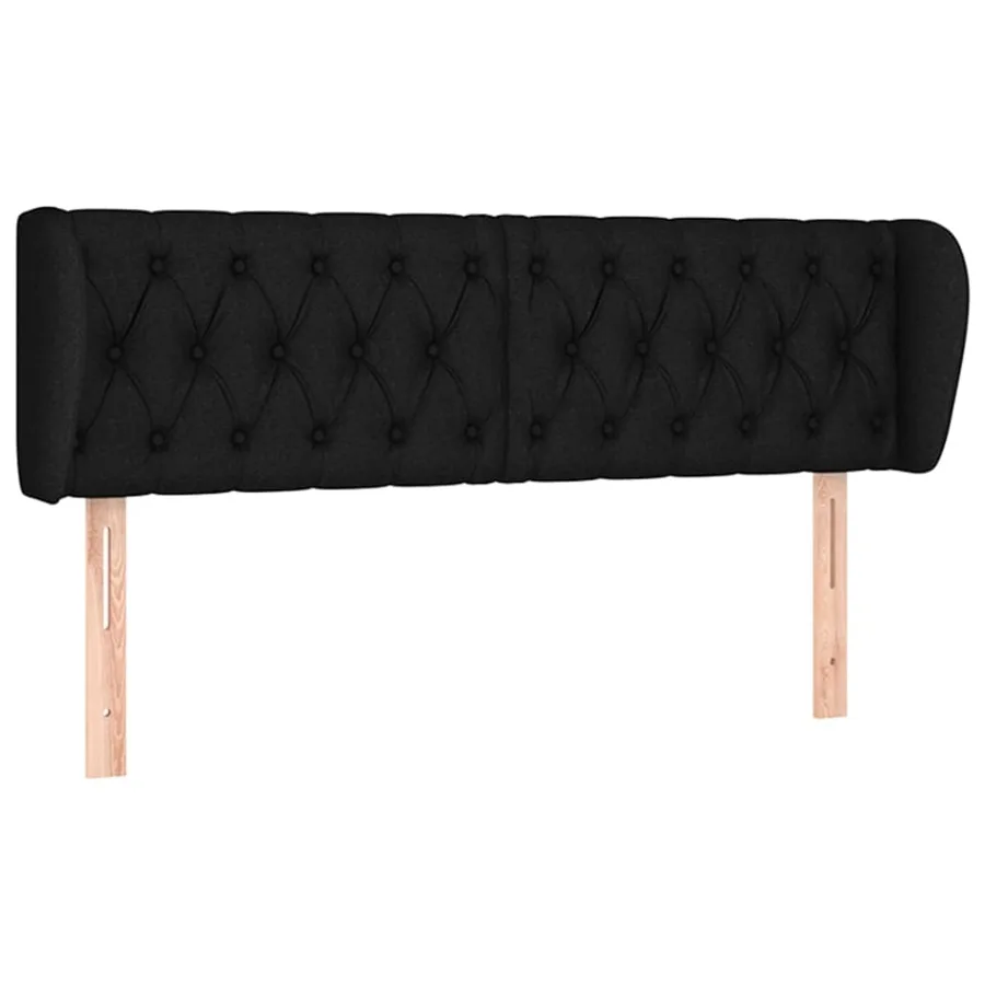 Tête de lit avec oreilles Noir 163x23x78/88 cm Tissu - 2