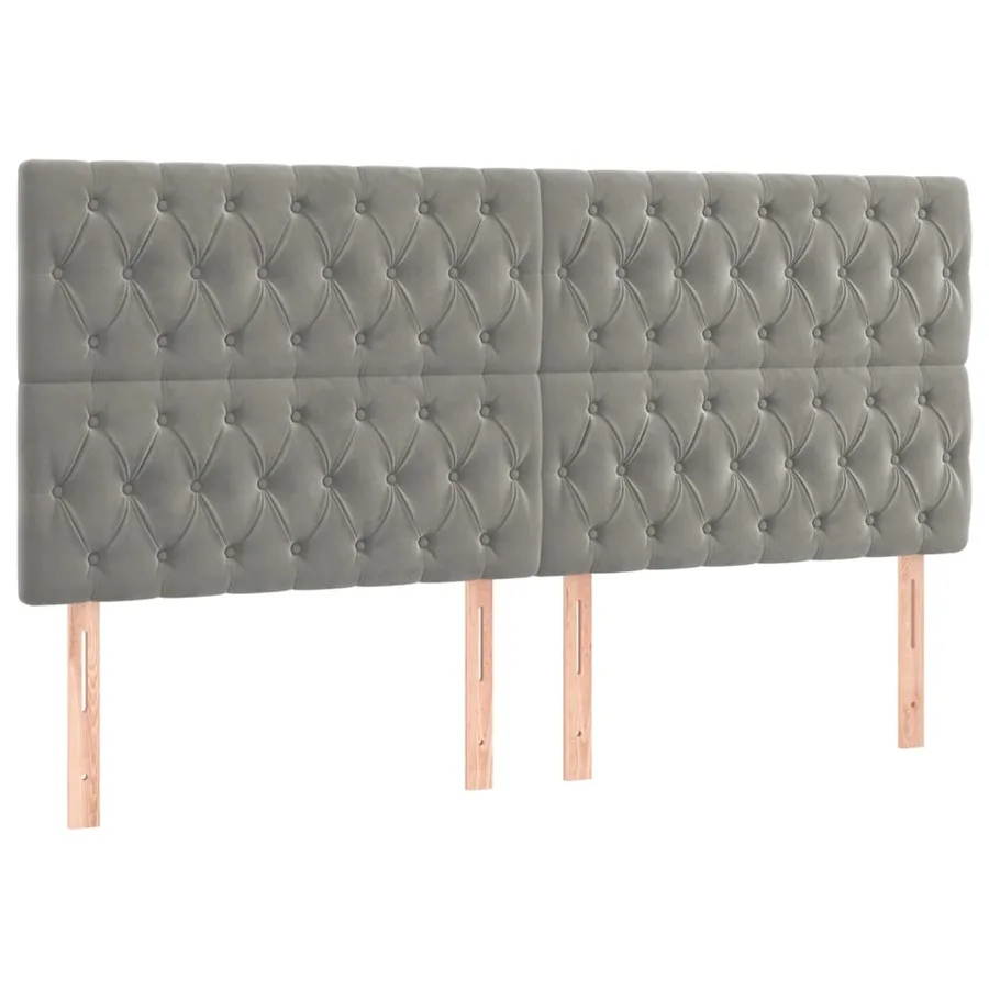 Tête de lit Gris clair 200 x 7 x 118/128 cm Velours - 2