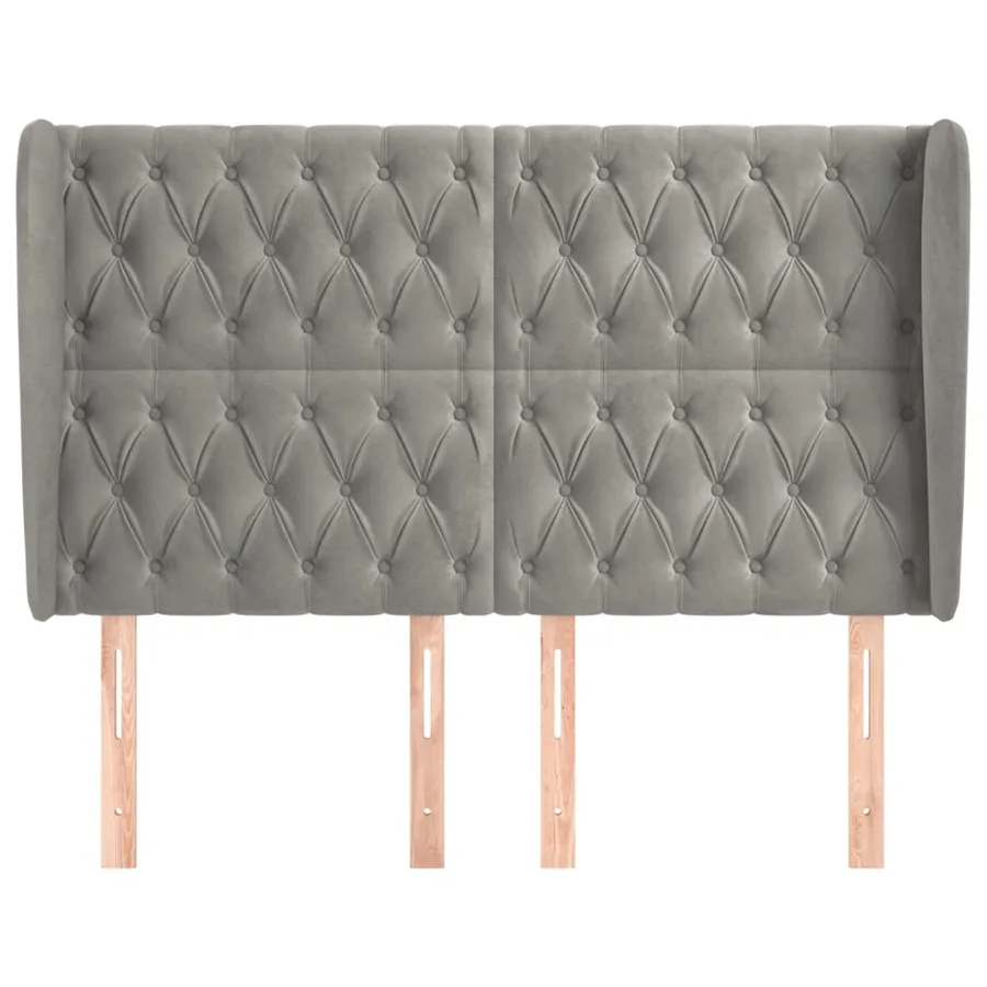 Tête de lit avec oreilles Gris clair 163x23x118/128 cm Velours - 3