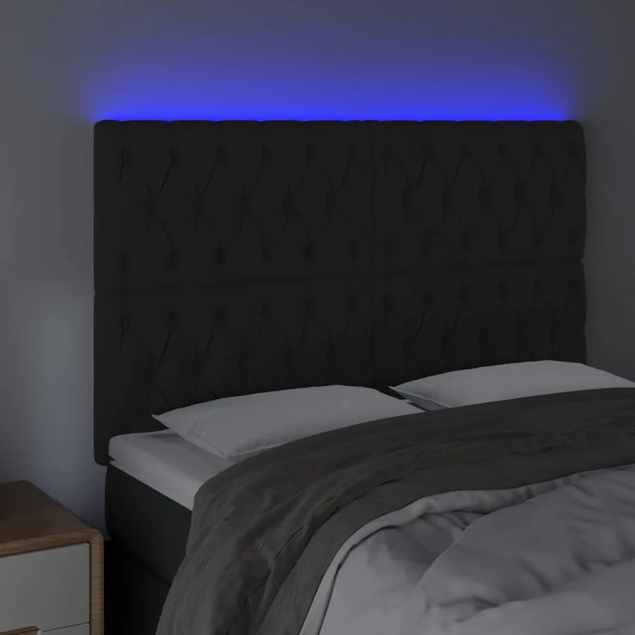 Tête de lit à LED Noir 160x7x118/128 cm Velours - 3