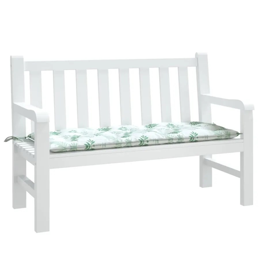 Coussin de banc de jardin motif de feuilles 120x50x7 cm tissu - 3