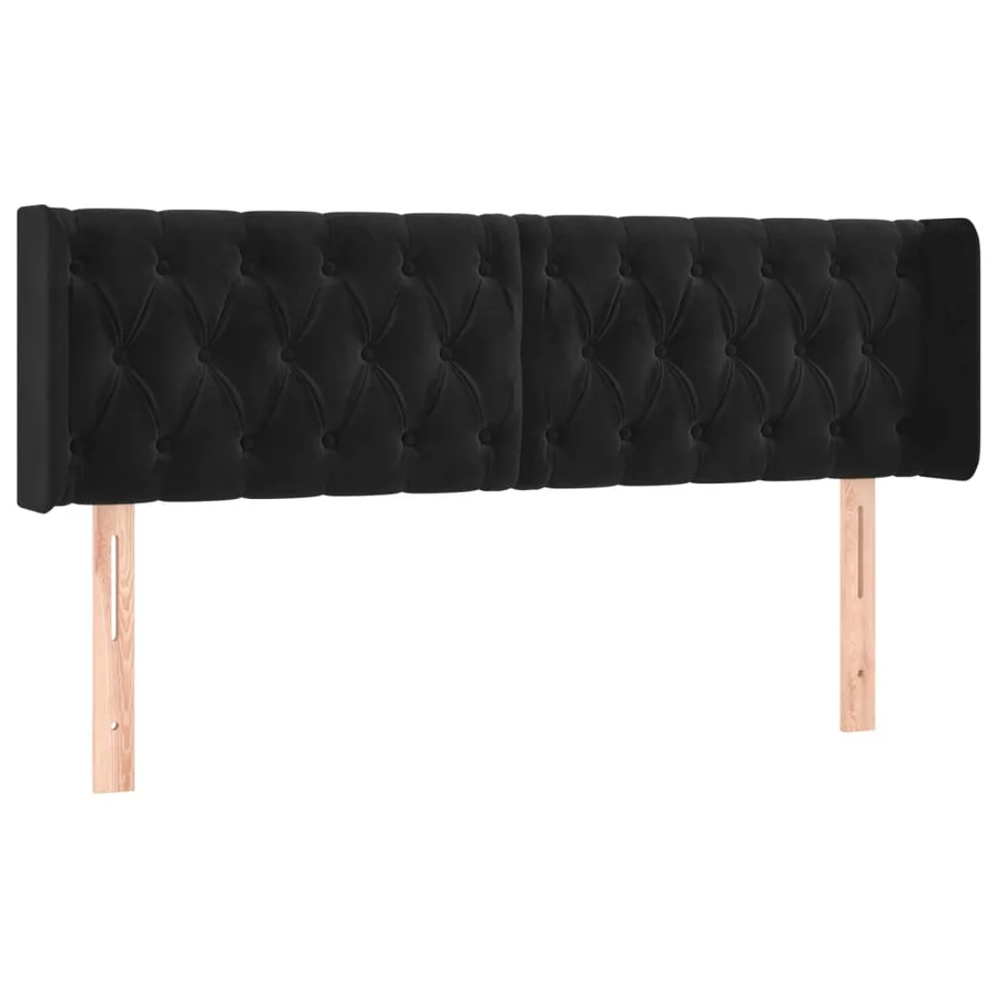Tête de lit avec oreilles Noir 163x16x78/88 cm Velours - 2