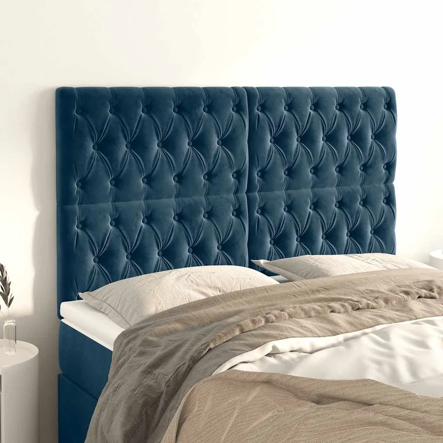 Tête de lit Bleu foncé 144 x 7 x 118/128 cm Velours