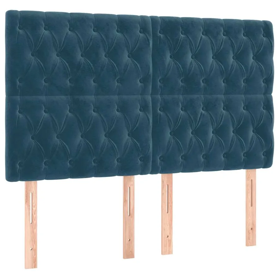 Tête de lit Bleu foncé 144 x 7 x 118/128 cm Velours - 2