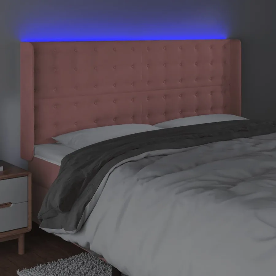 Tête de lit à LED Rose 183x16x118/128 cm Velours - 4