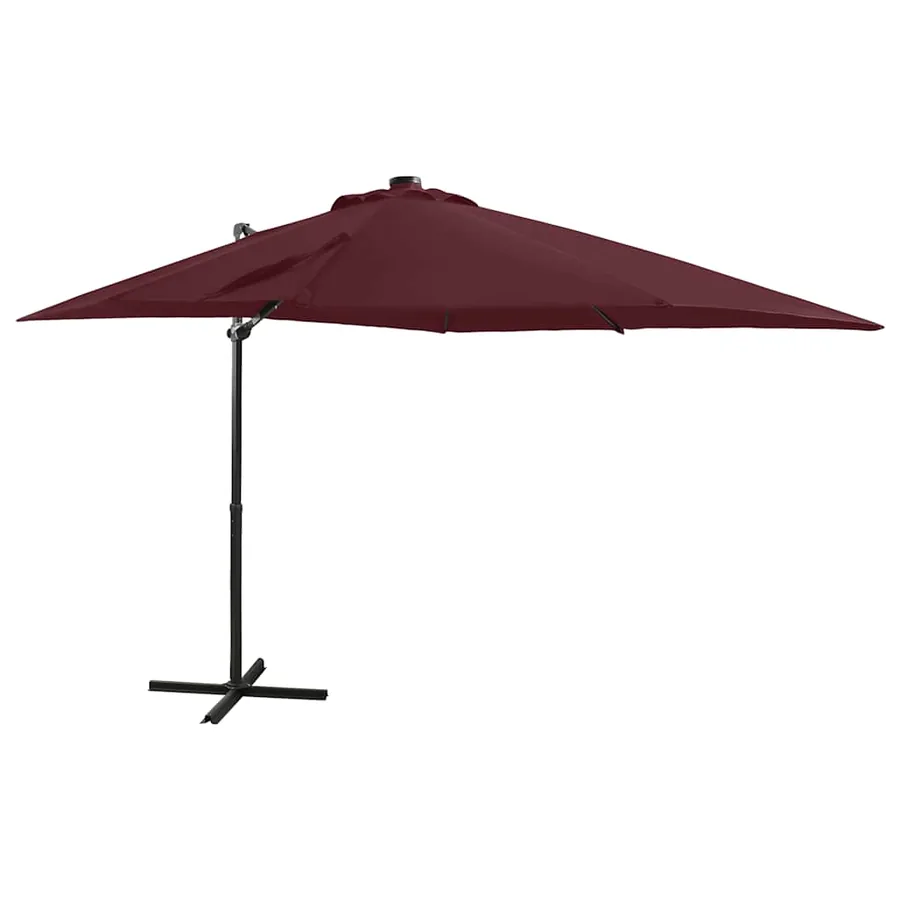 Parasol de jardin en porte-à-faux avec mât et lumières LED