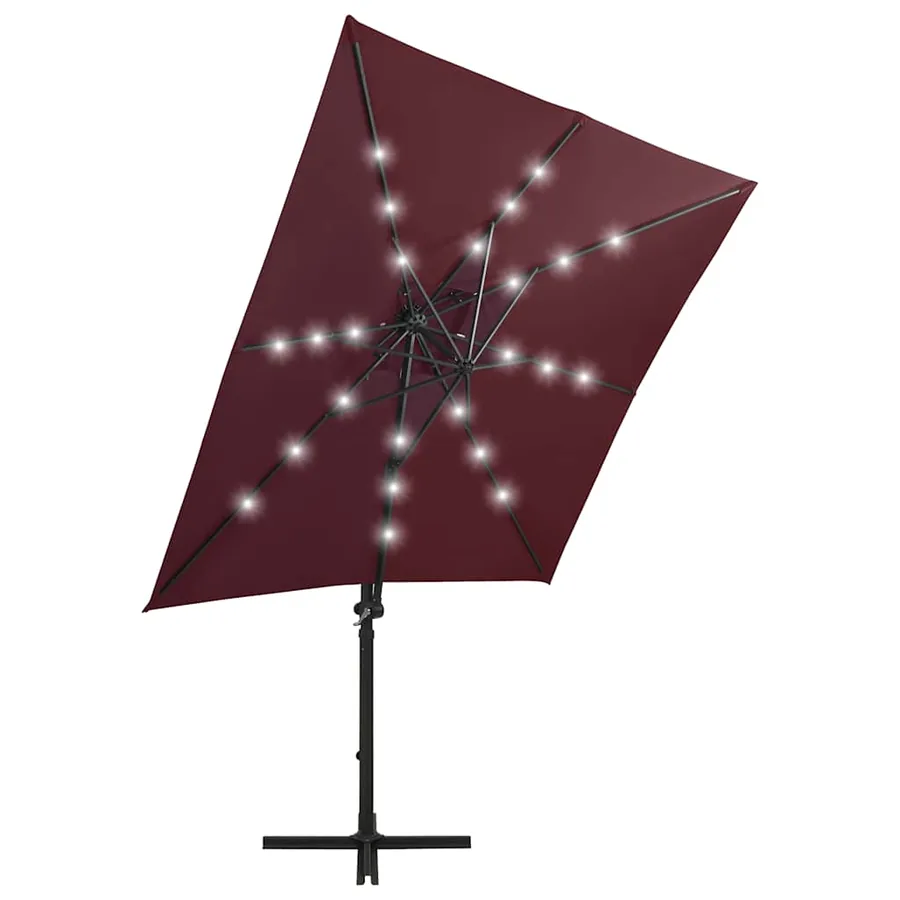 Parasol de jardin en porte-à-faux avec mât et lumières LED - 3