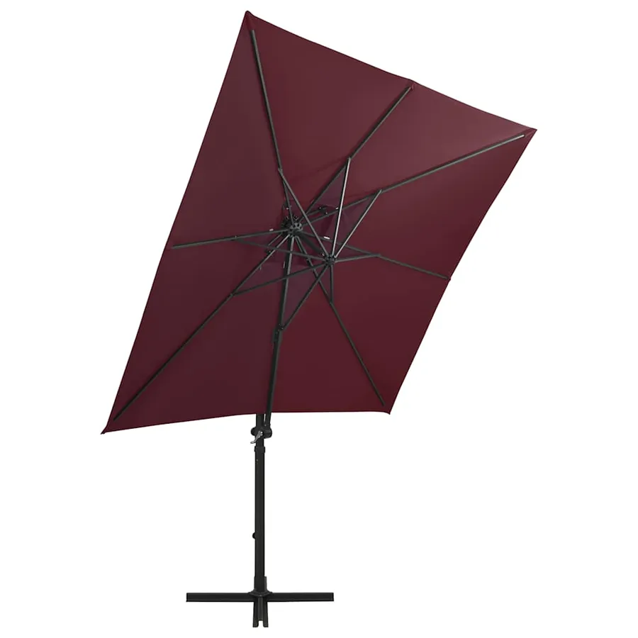 Parasol de jardin en porte-à-faux avec mât et lumières LED - 4