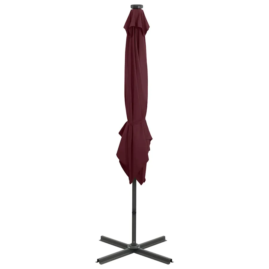 Parasol de jardin en porte-à-faux avec mât et lumières LED - 6
