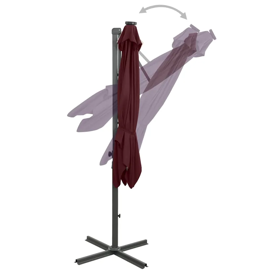 Parasol de jardin en porte-à-faux avec mât et lumières LED - 7