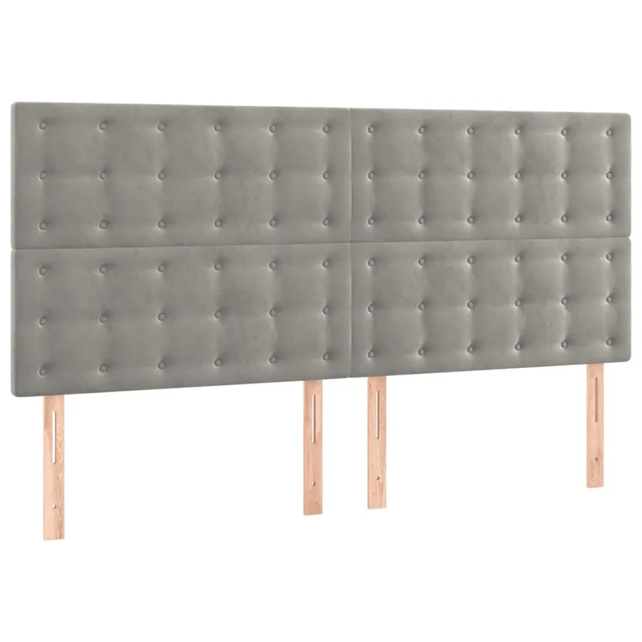 Tête de lit à LED Gris clair 180x5x118/128 cm Velours - 4