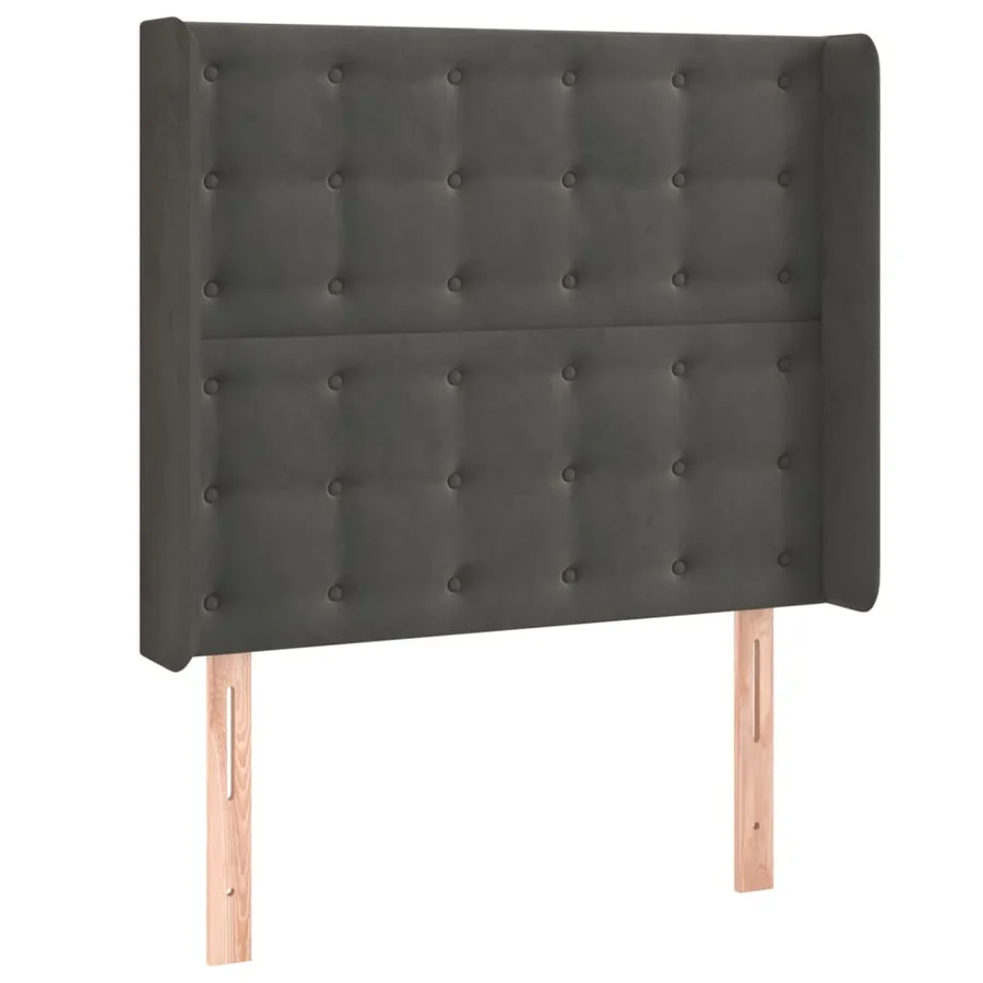 Tête de lit avec oreilles Gris foncé 93x16x118/128 cm Velours - 2