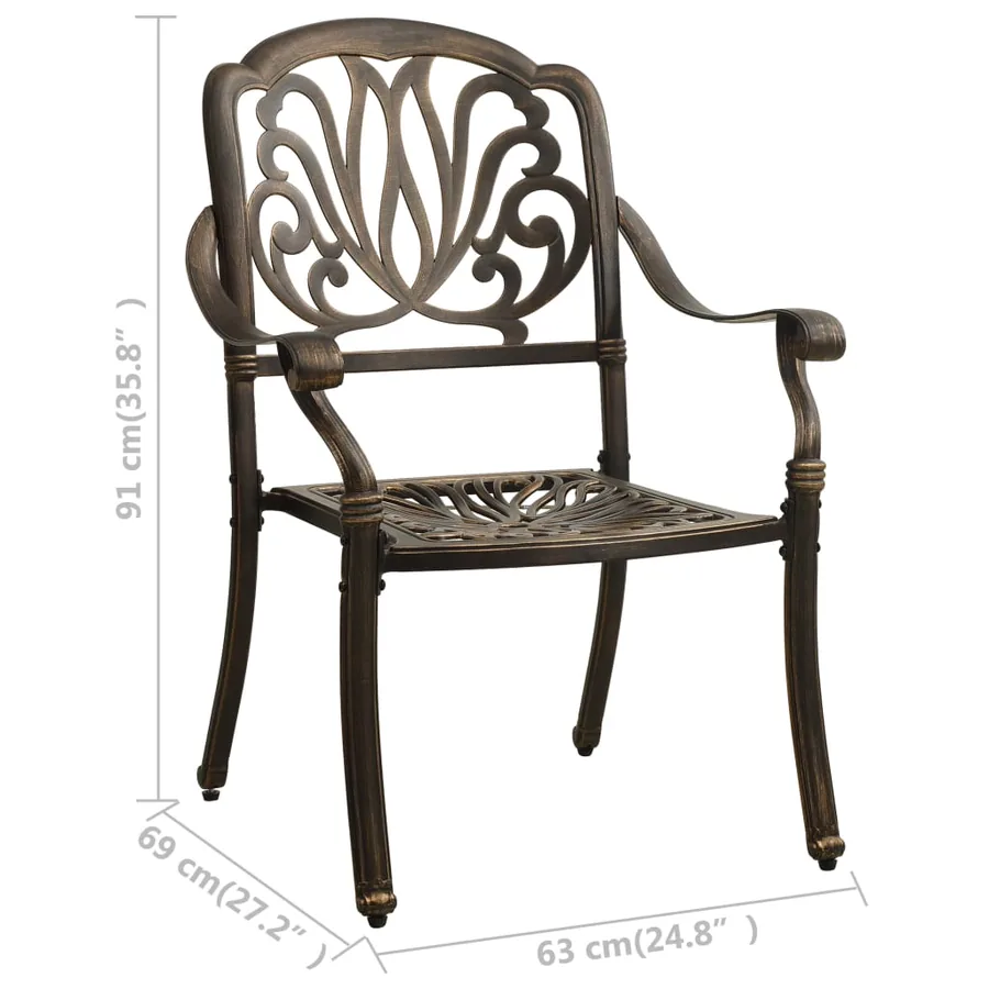 Ensemble de bistro 3 pcs Aluminium coulé Bronze - 16