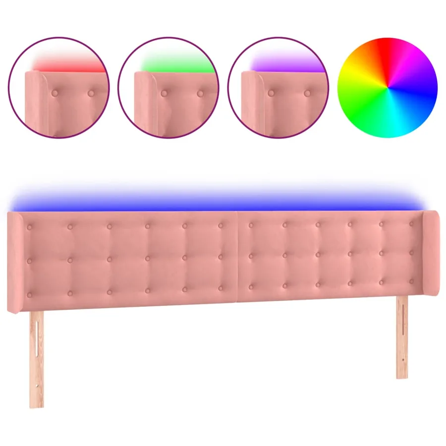Tête de lit à LED Rose 183x16x78/88 cm Velours - 2