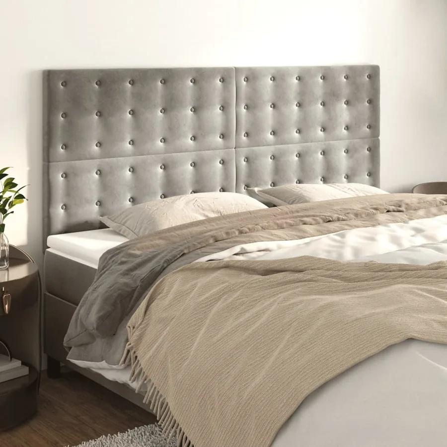 Tête de lit Gris clair 180x5x118/128 cm Velours