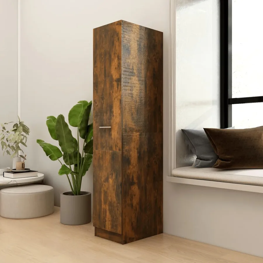 Armoire apothicaire Chêne fumé 30x42,5x150 cm Bois d'ingénierie - 3
