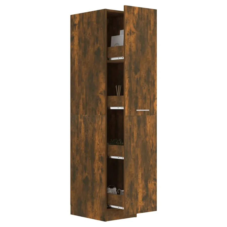 Armoire apothicaire Chêne fumé 30x42,5x150 cm Bois d'ingénierie - 4