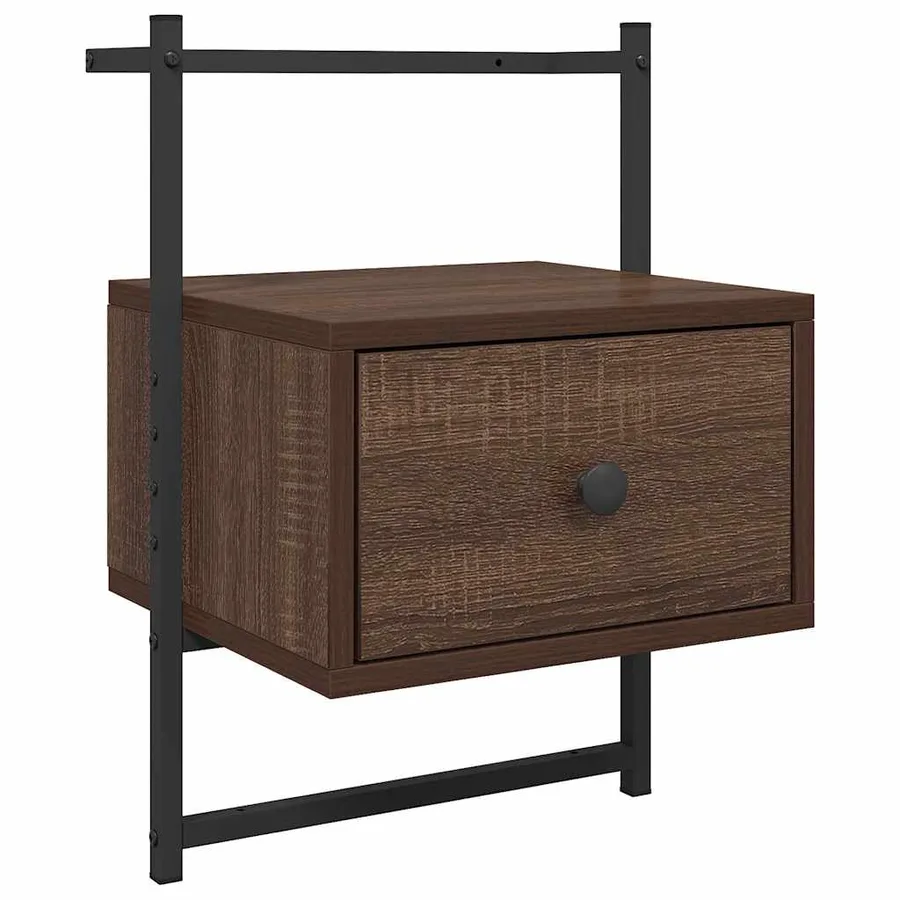 Table de chevet murale chêne brun 35x30x51 cm bois d'ingénierie - 2