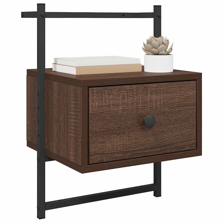 Table de chevet murale chêne brun 35x30x51 cm bois d'ingénierie - 4